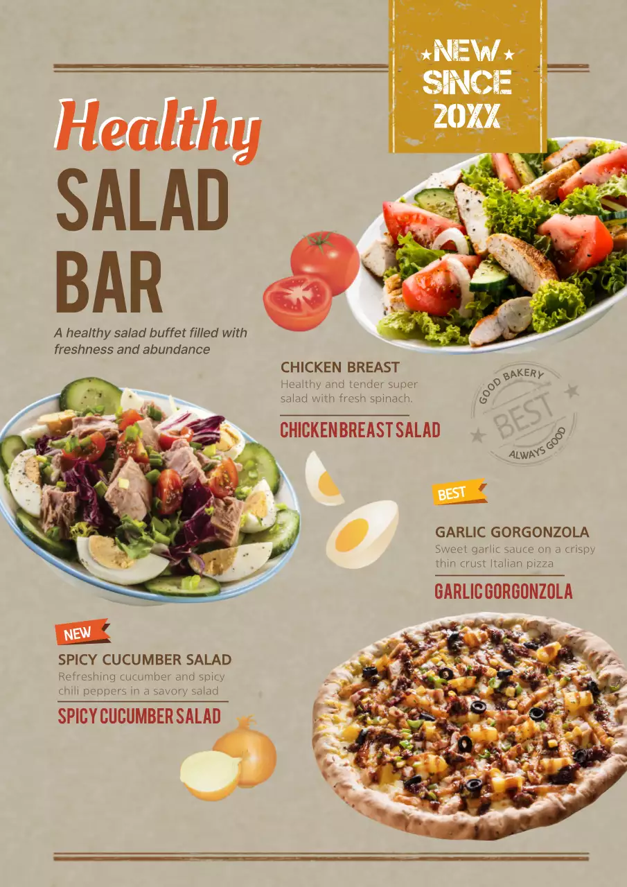 Beige Modern Salad Promotion Poster