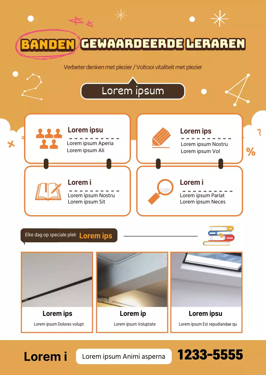 Reclame voor een school met gele letters