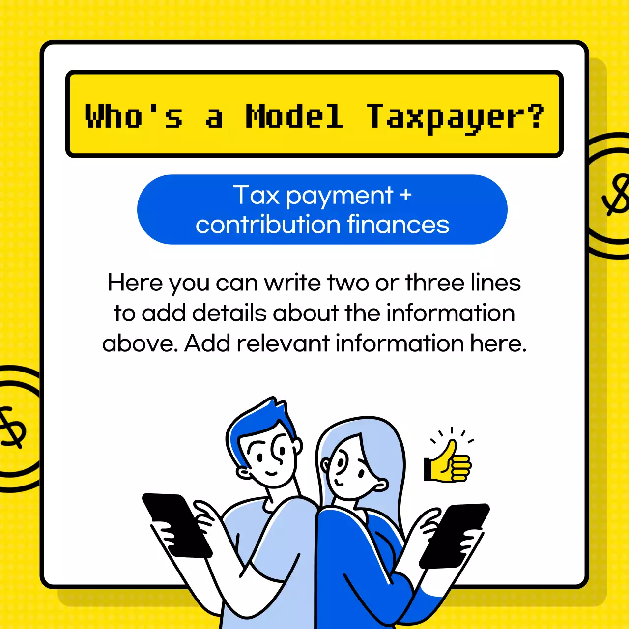 Provision of exemplary taxpayer information with a yellow calculator theme (Card News)