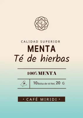 Diseño sencillo de etiqueta de té de menta en degradado azul marfil claro