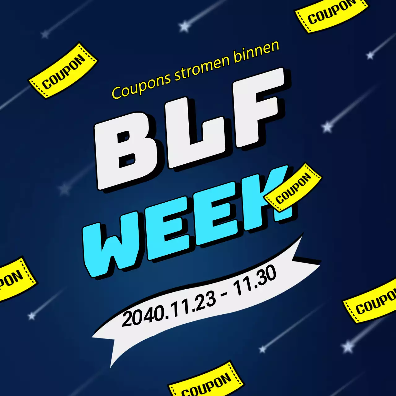 Black Friday week met een blauwe vallende ster coupon concept