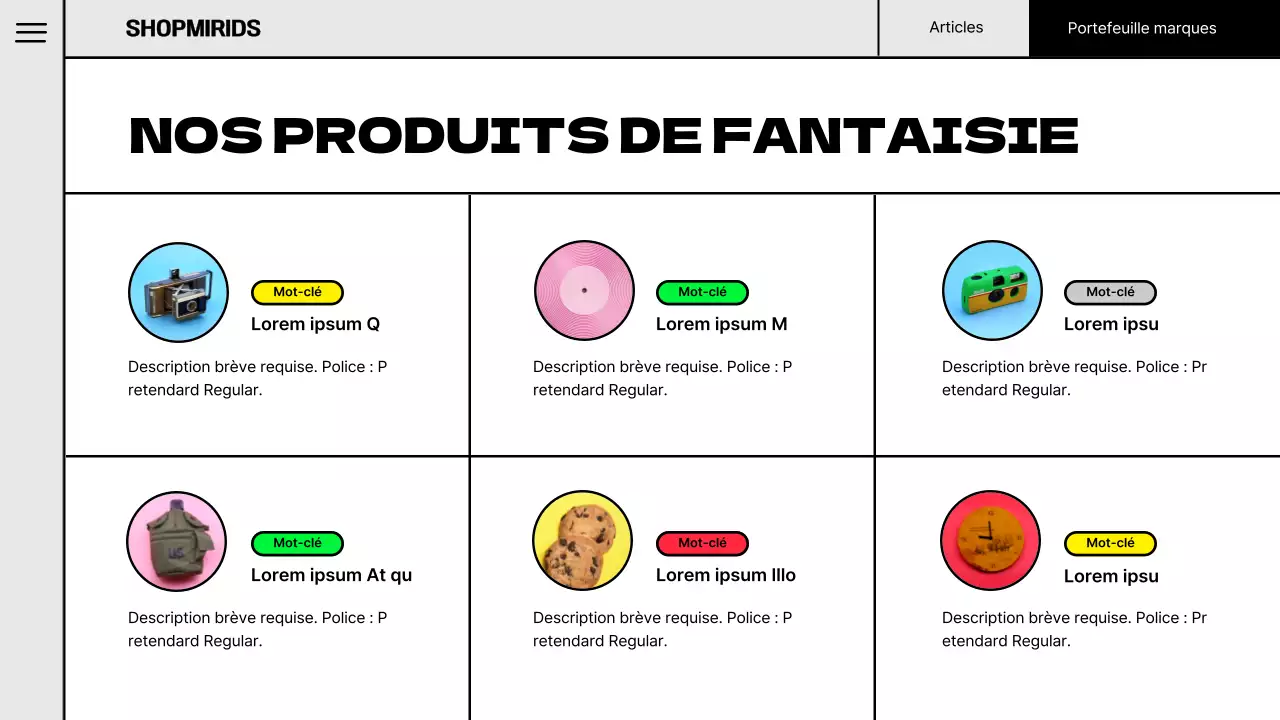 Illustration pop d'un concept de portefeuille de marques aux couleurs fluorescentes