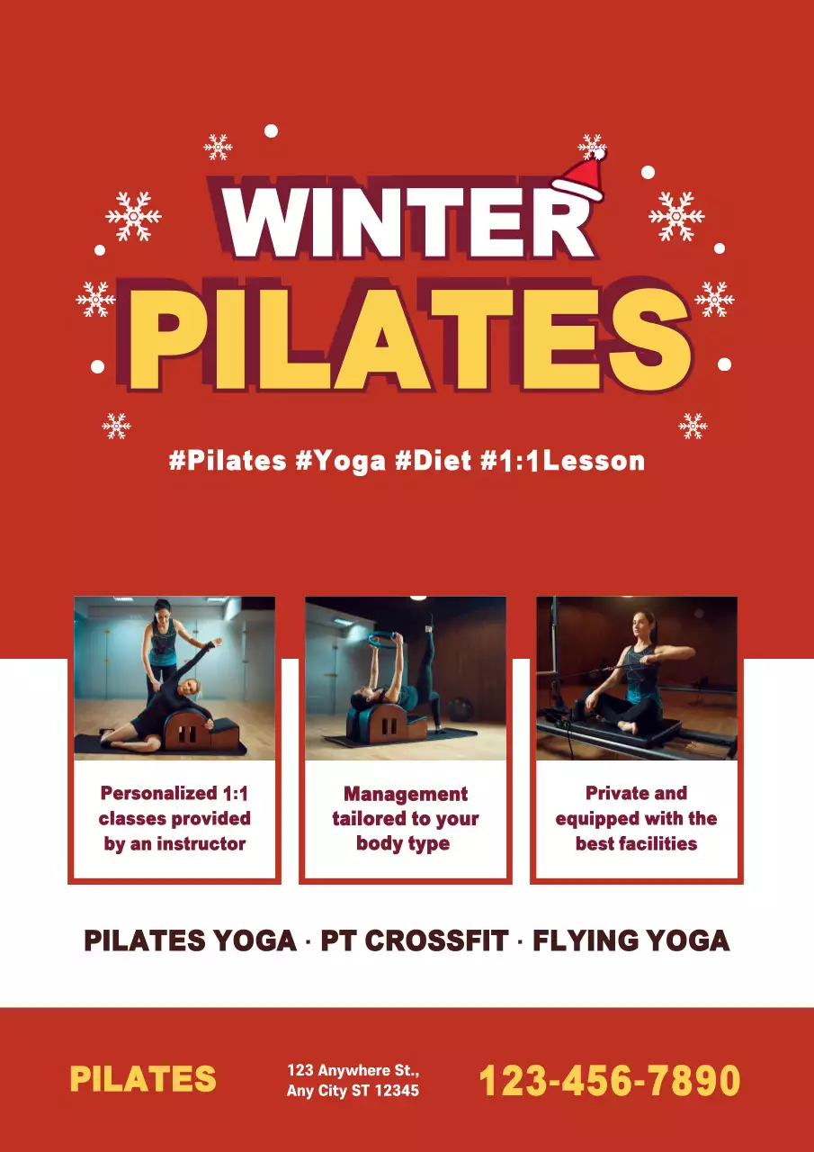 Red Modern Pilates Promotion Poster