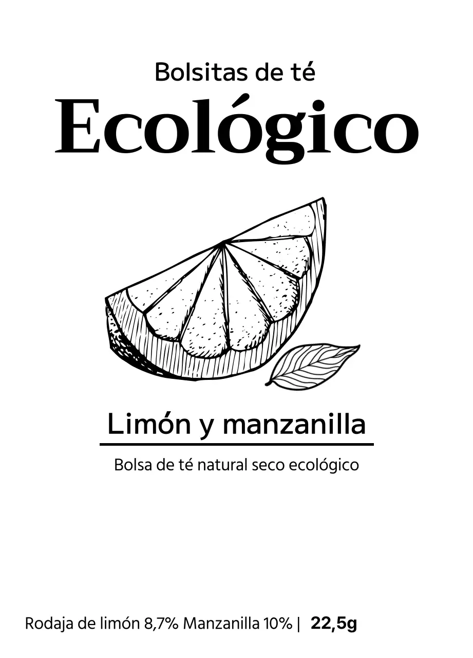 Bolsitas de té de frutas ecológicas con ilustraciones de frutas