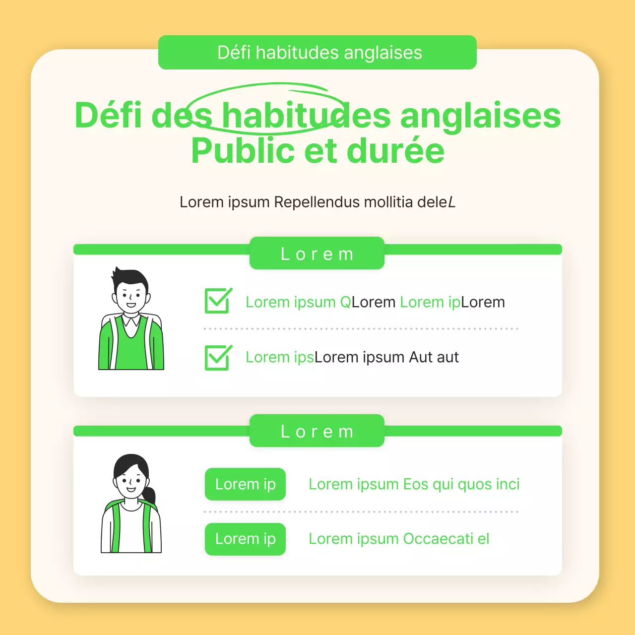 New Year's English Habits Challenge en chartreuse et jaune