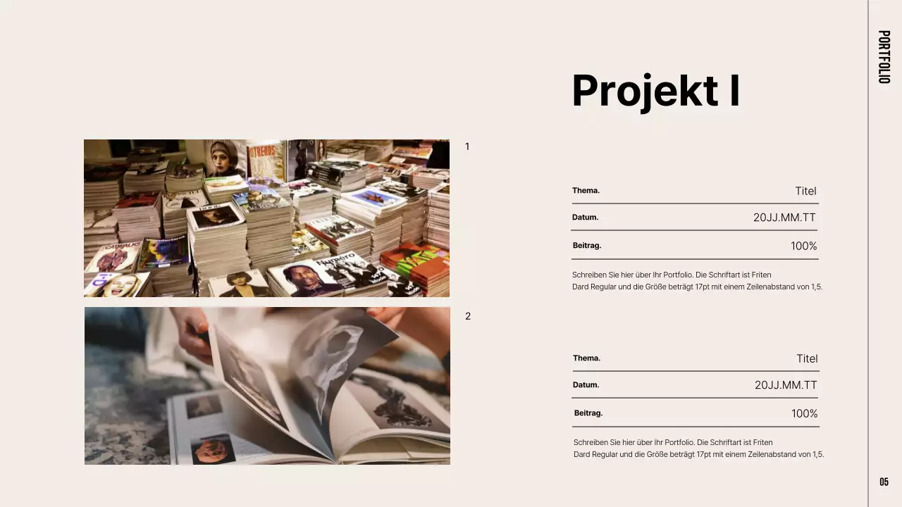 Eine moderne Mappe in Khaki und Beige