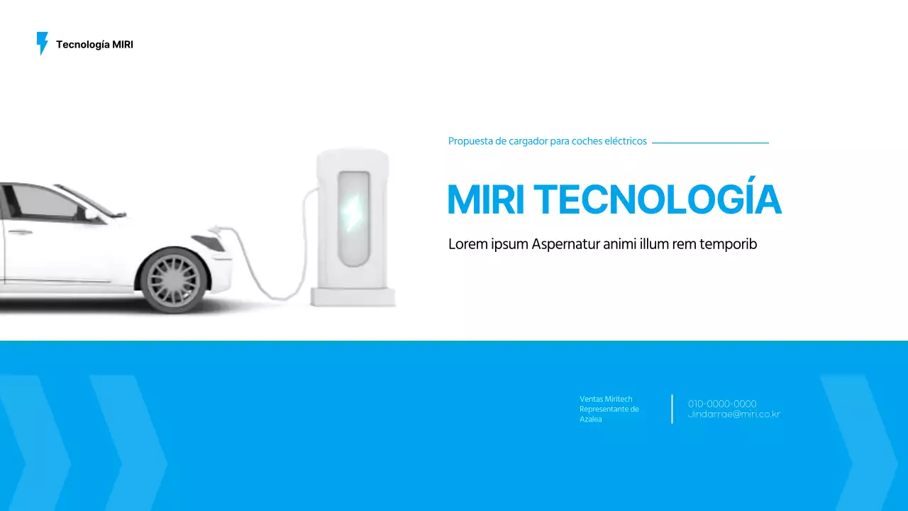 Propuesta de suministro de cargadores para coches eléctricos en azul claro y menta