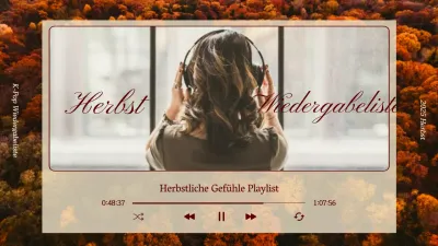 Herbstliche Musikwiedergabeliste mit braunem, herbstlichem Hintergrund
