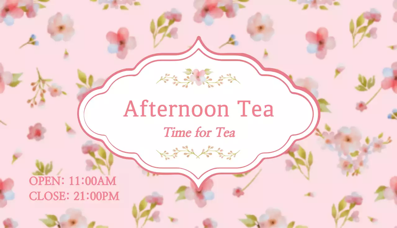 Pink Elegant Tea Advertisement Business Card