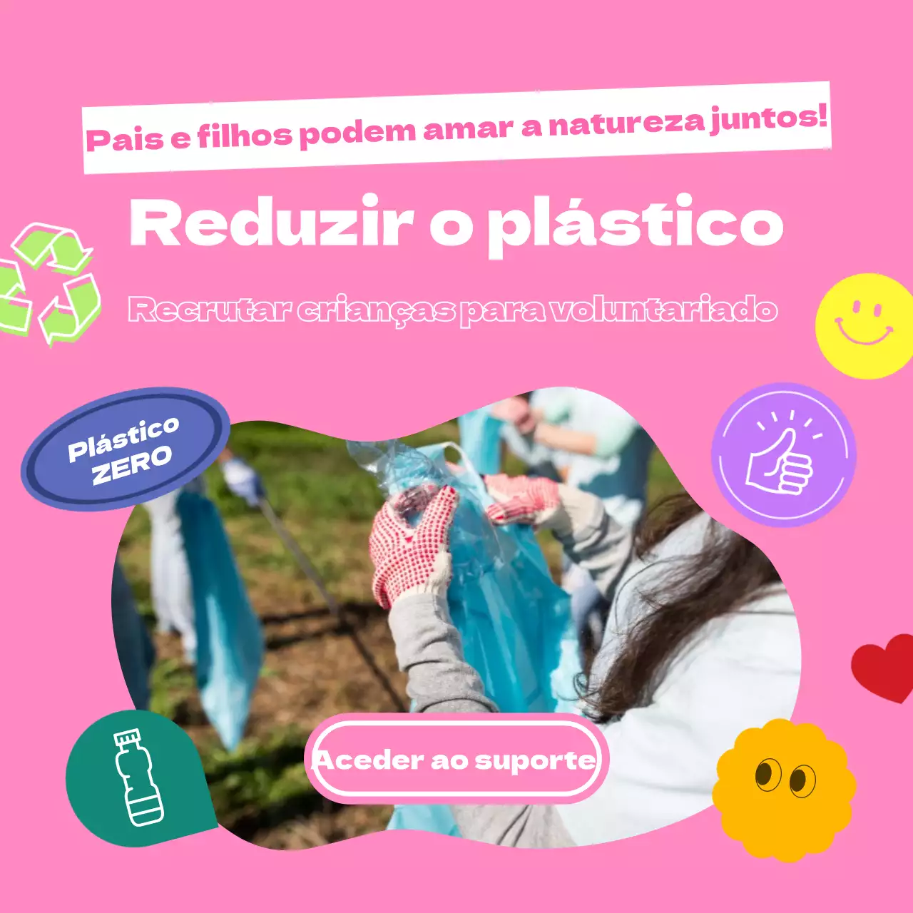 Tema cor-de-rosa para recrutamento de voluntários