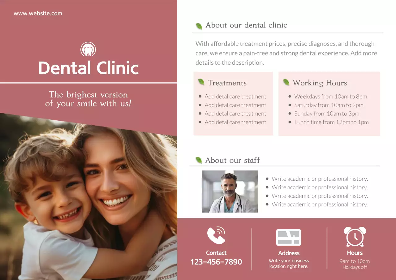 Maroon Modern Dental Advertisement Poster