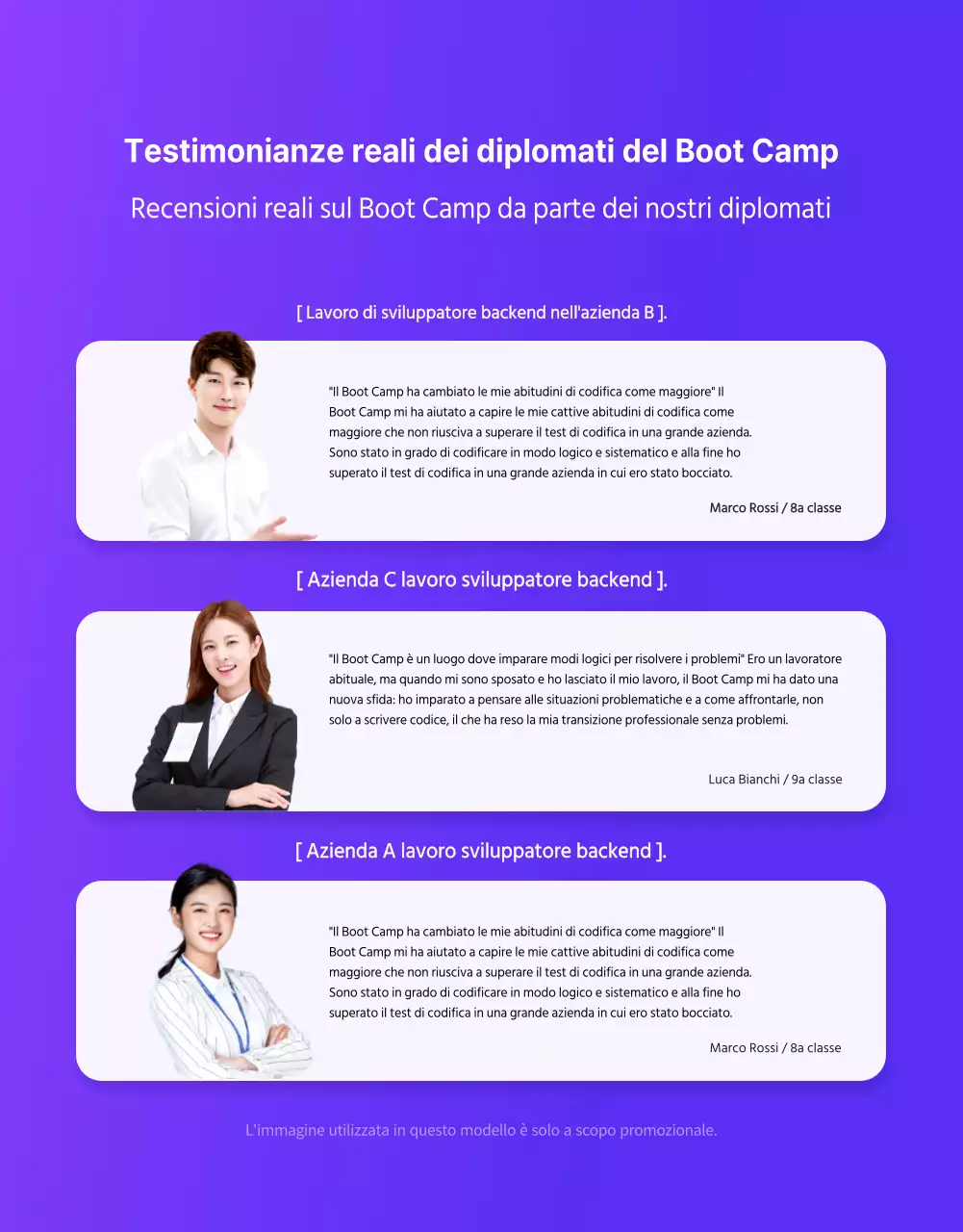 Formazione Coding Academy in viola e nero