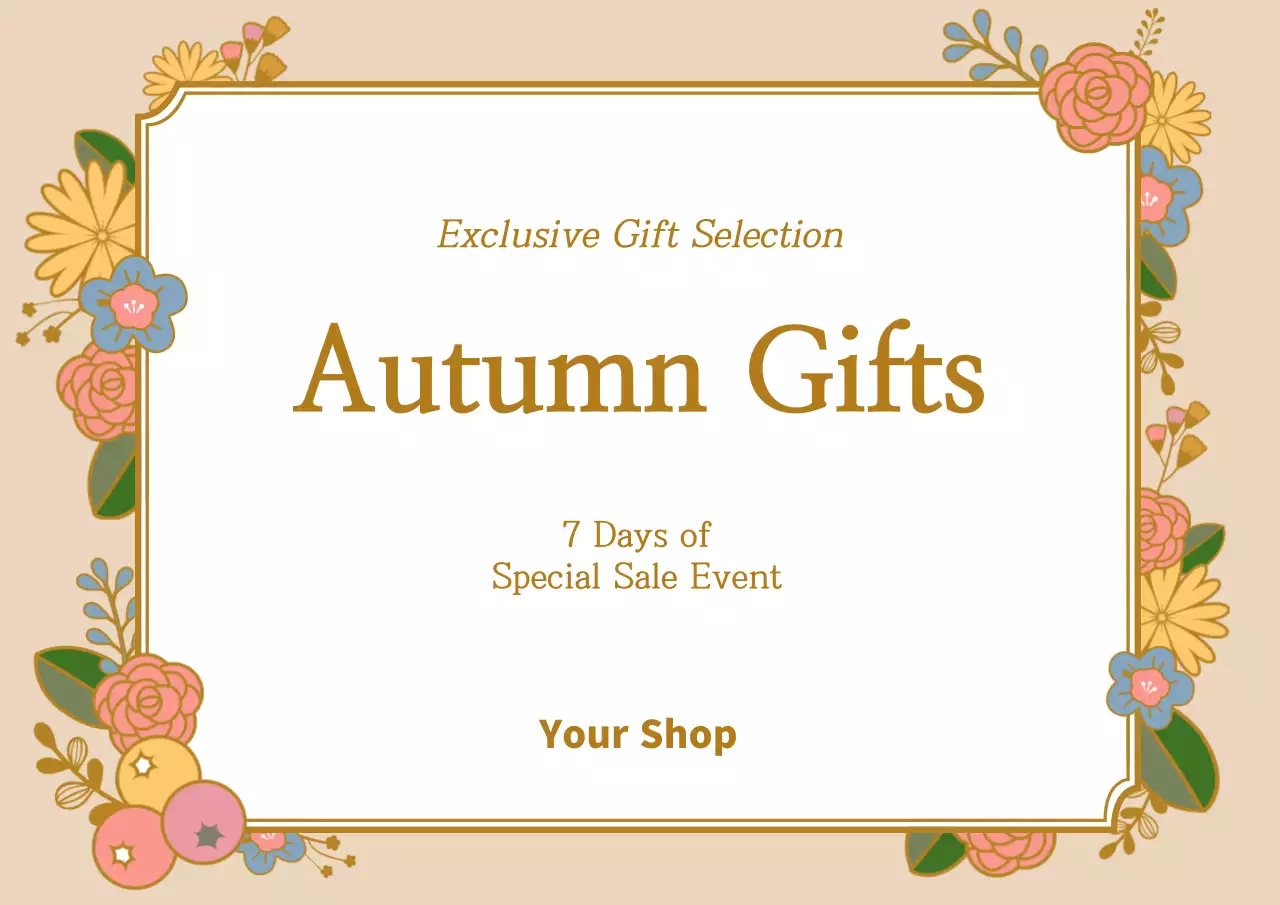 Beige Floral Gifts Promotion Poster