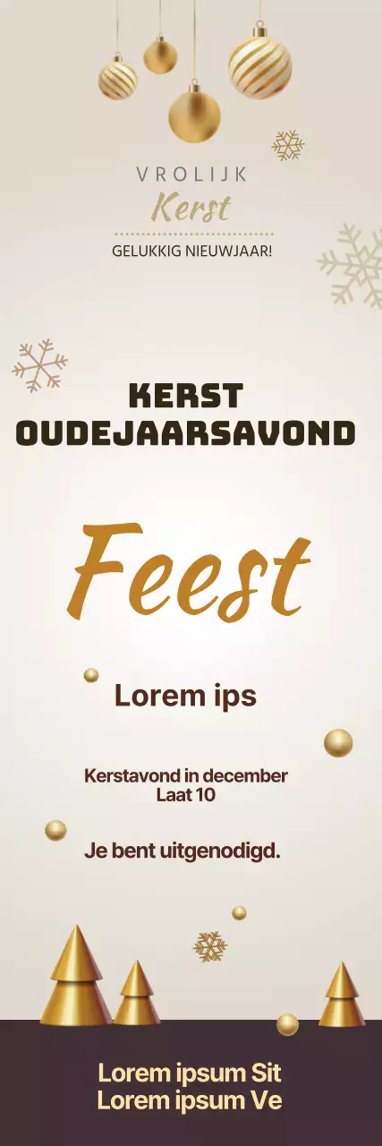 Uitnodiging voor kerstfeest met beige letters