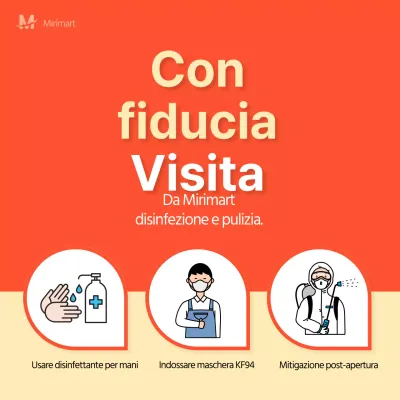 Striscione pulito con sfondo arancione sulla sicurezza e la prevenzione della corona