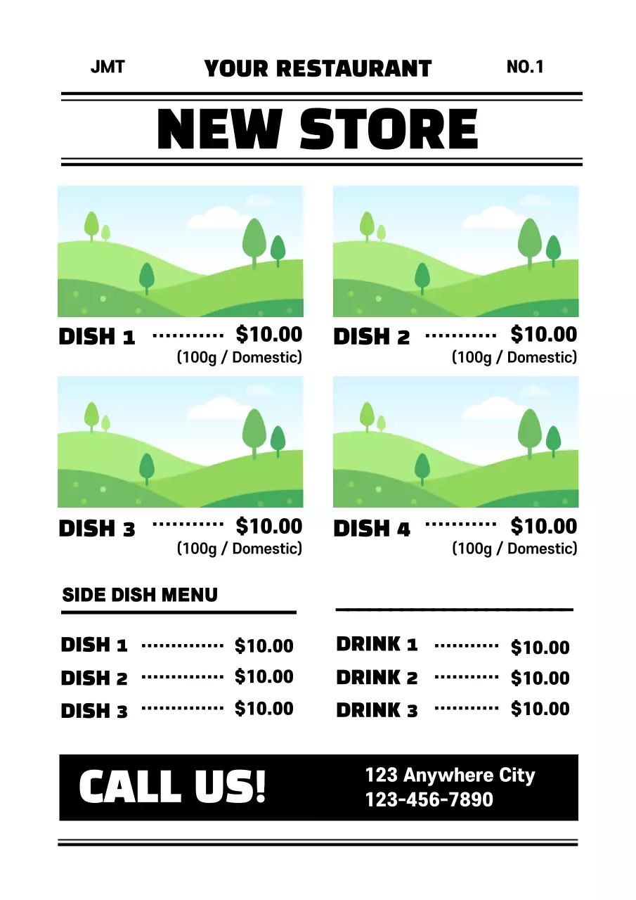 White Simple Restaurant Menu Poster