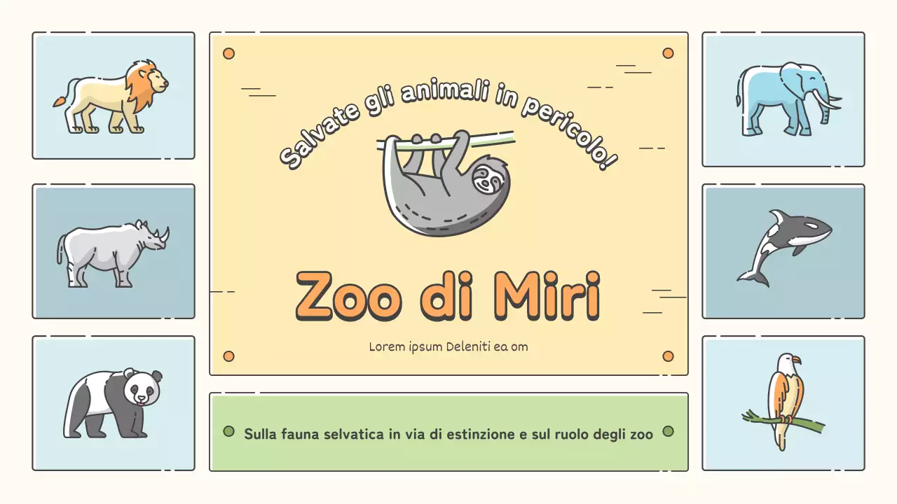 Materiale didattico dello zoo in tonalità pastello di giallo, chartreuse e blu chiaro