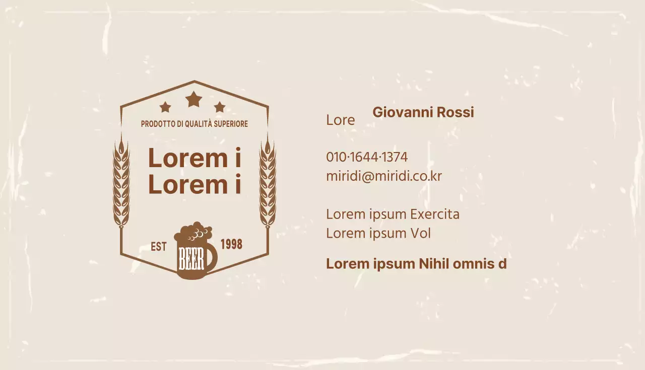 Biglietto da visita bar beige avorio illustrazione logo