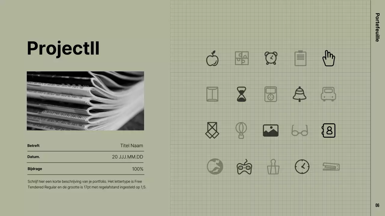 Een moderne portfolio in kaki en beige