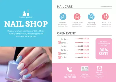 Blue Modern Nail Promotion Poster