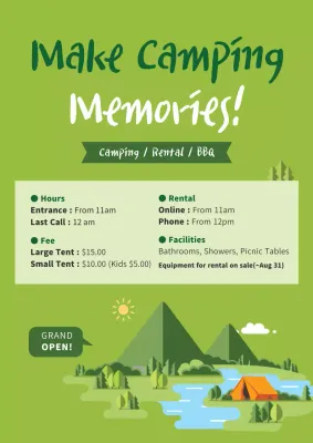 Green Rustic Camping Promotion Poster