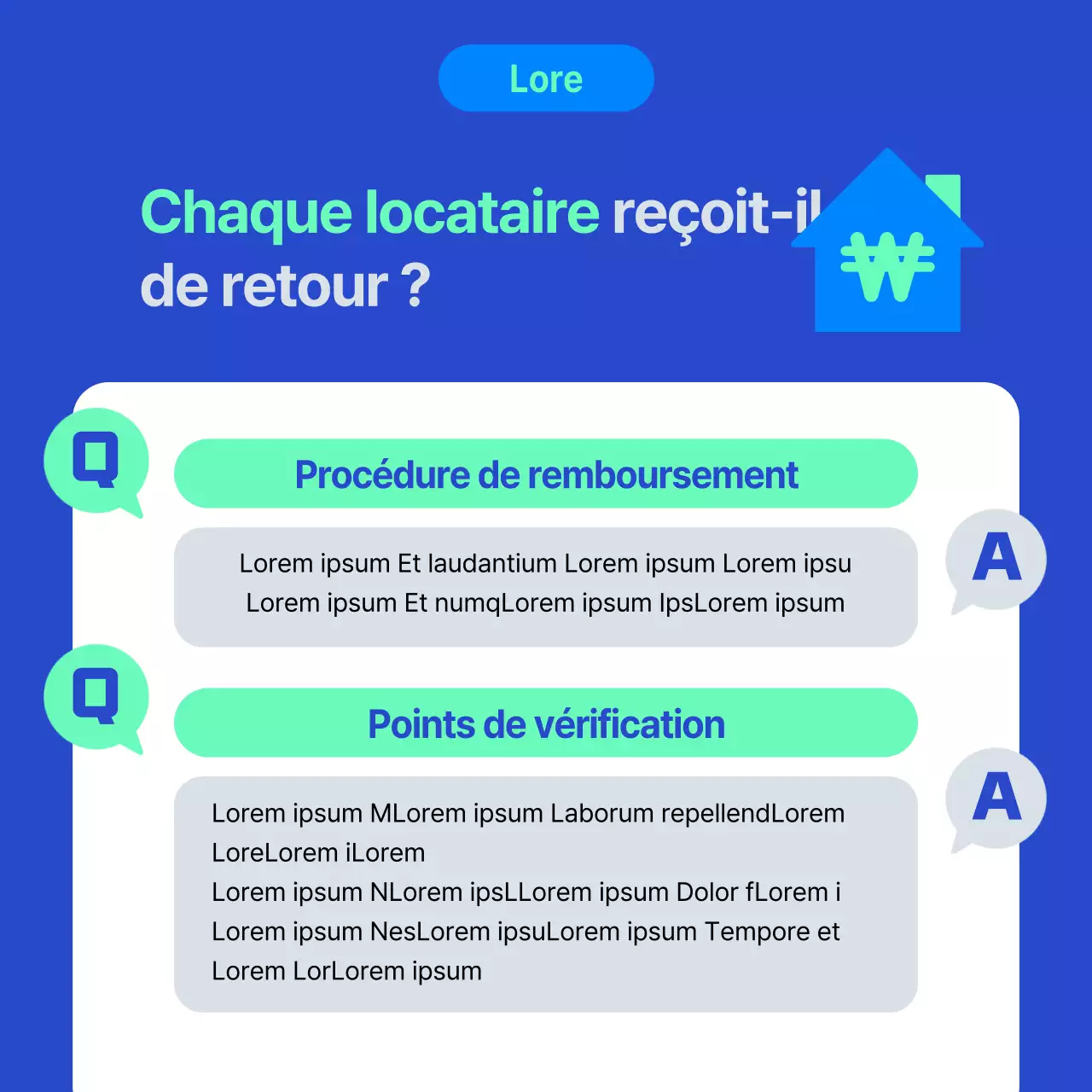 Icône de maison bleue et menthe Provision pour réparations à long terme