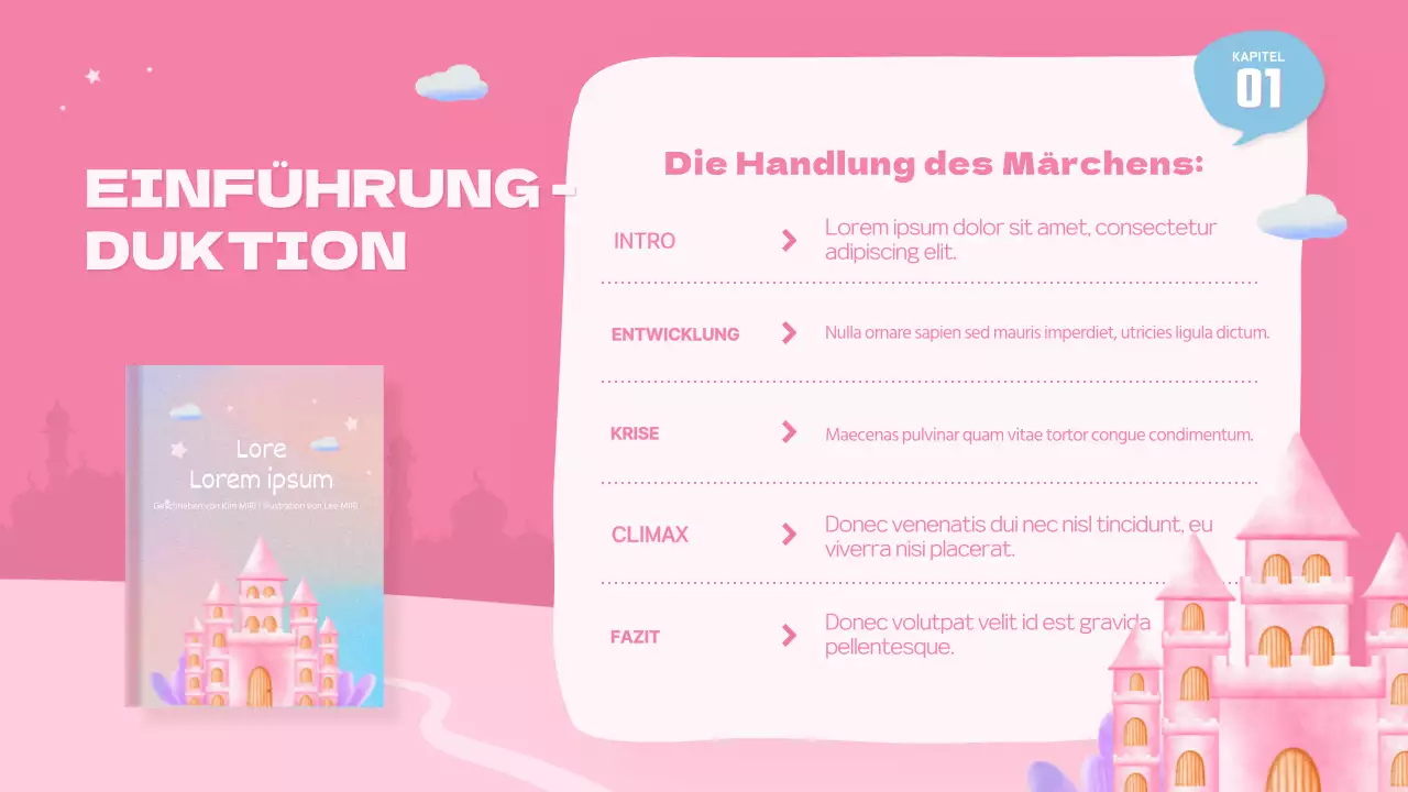 Eine niedliche rosa Prinzessin, ein Märchen, Schauspielunterricht