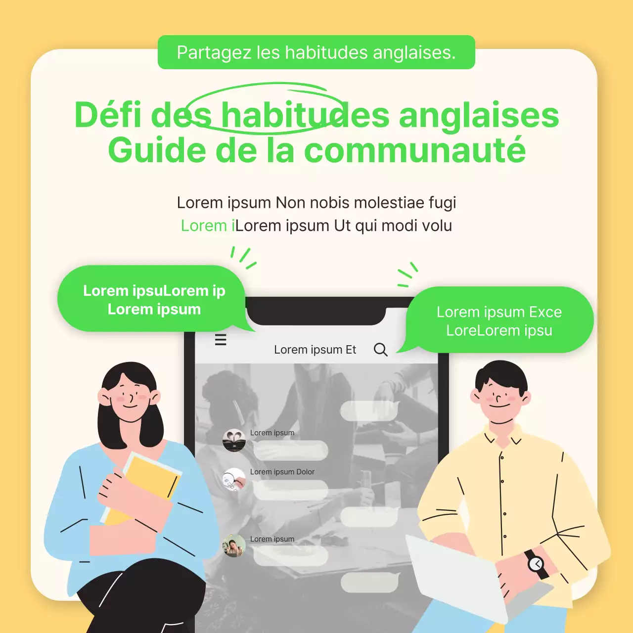 New Year's English Habits Challenge en chartreuse et jaune