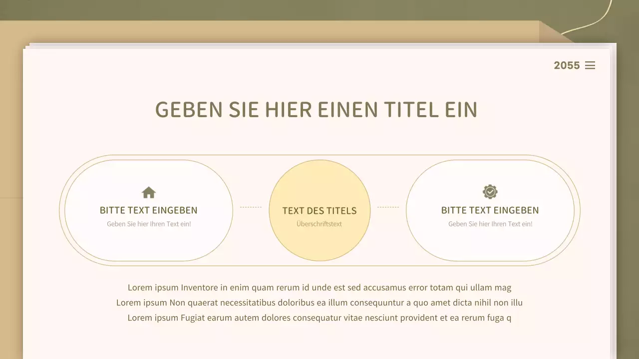 Für Präsentationen mit einem klaren Dokumentenkonzept in Oliv- und Beigetönen