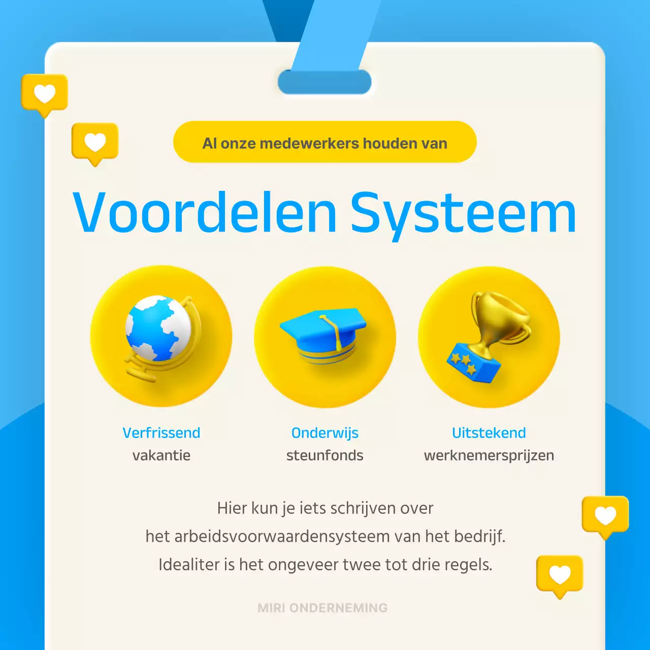 3D stereoscopisch concept in blauw en geel om in-house welzijn te introduceren