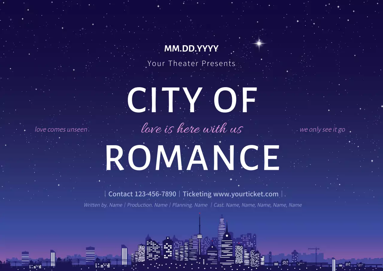 Navy Elegant Romance Promotion Poster