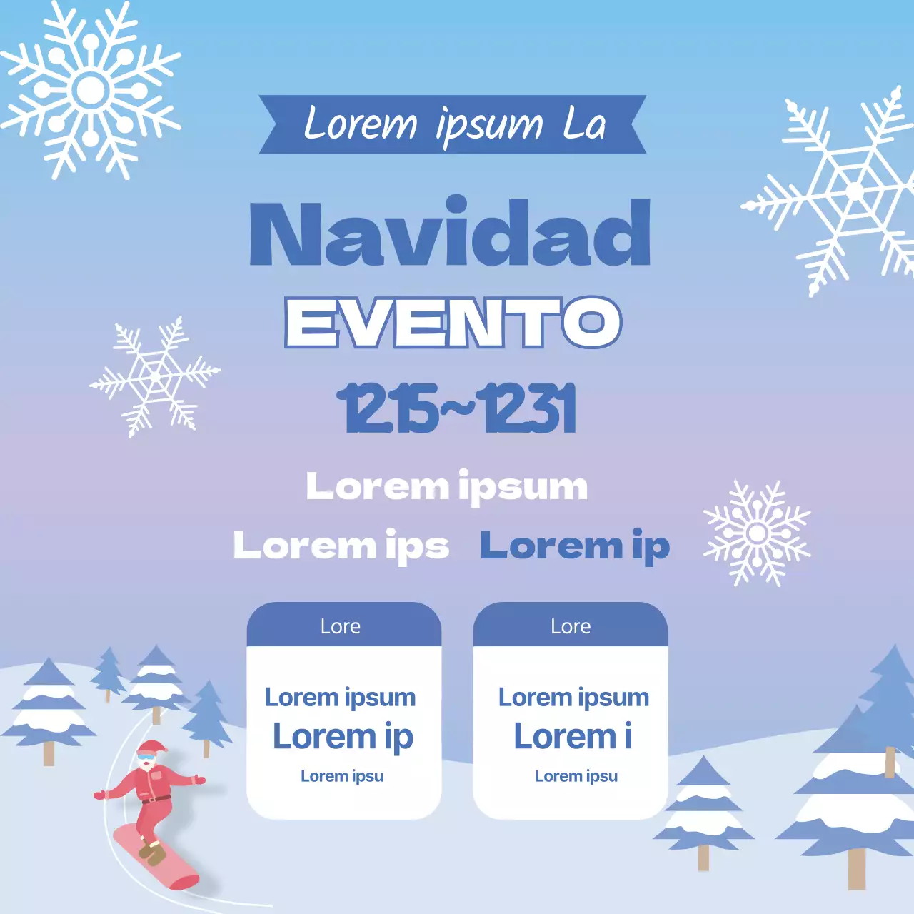 Azul gradiente ilustración Navidad estación de esquí descuento evento
