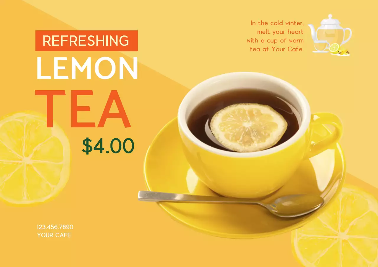 Yellow Trendy Tea Promotion Poster
