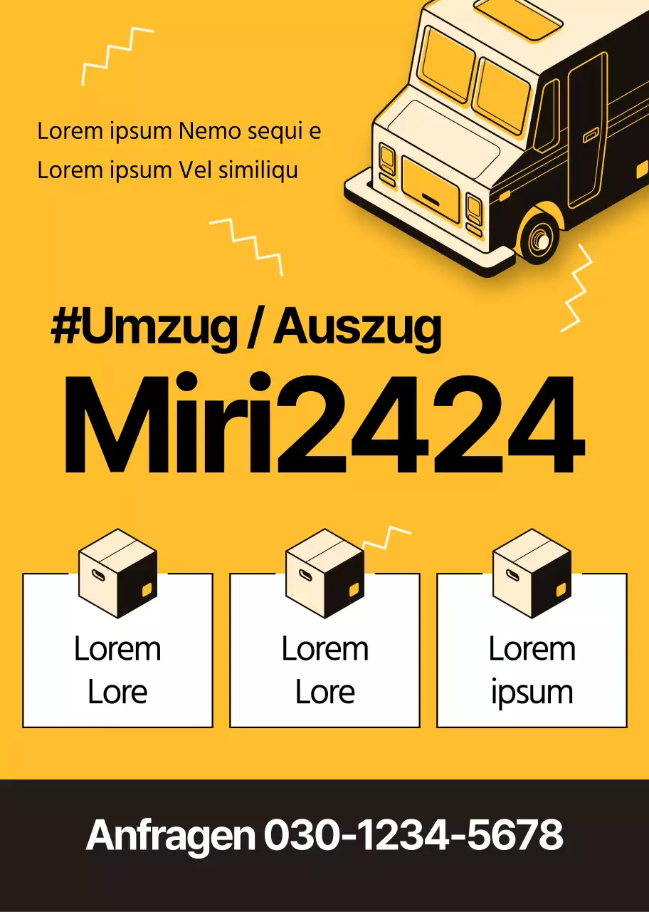 Werben Sie für ein sauberes Umzugszentrum mit einer orangefarbenen LKW-Illustration