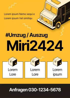 Werben Sie für ein sauberes Umzugszentrum mit einer orangefarbenen LKW-Illustration