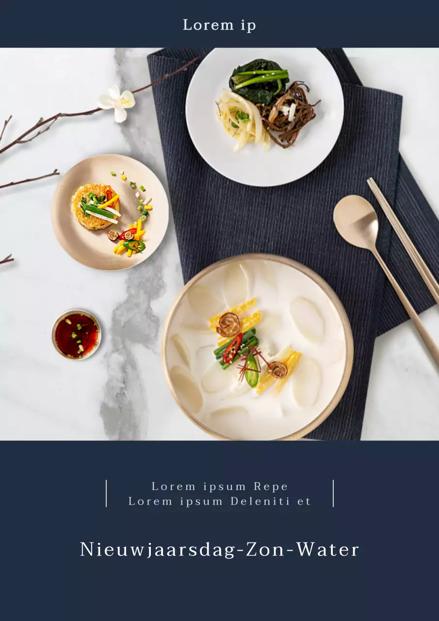 Nette Chinese nieuwjaarsposter met blauwe achtergrond