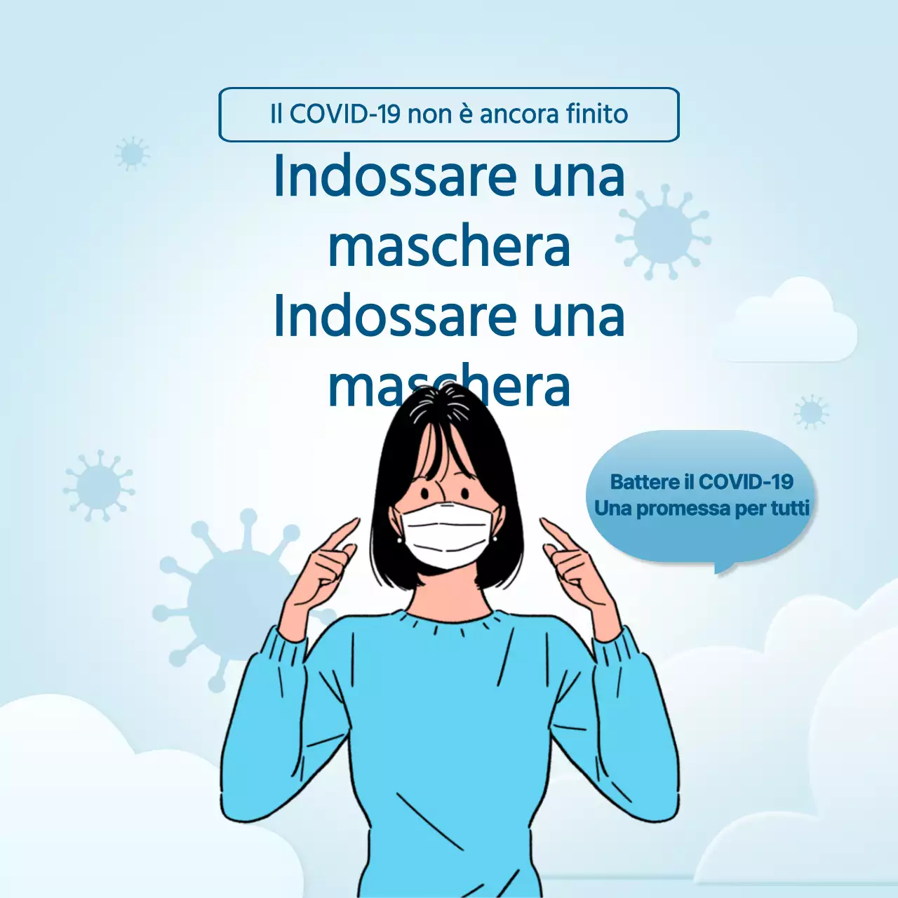 Testo blu pulito avviso corona