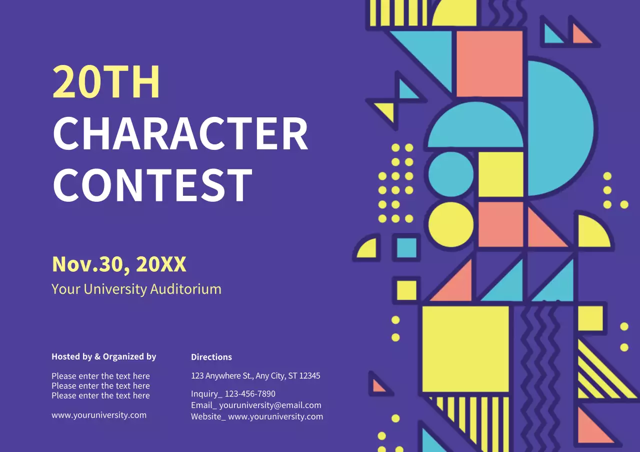 Purple Geometric Contest Announcement Poster