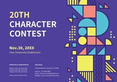 Purple Geometric Contest Announcement Poster