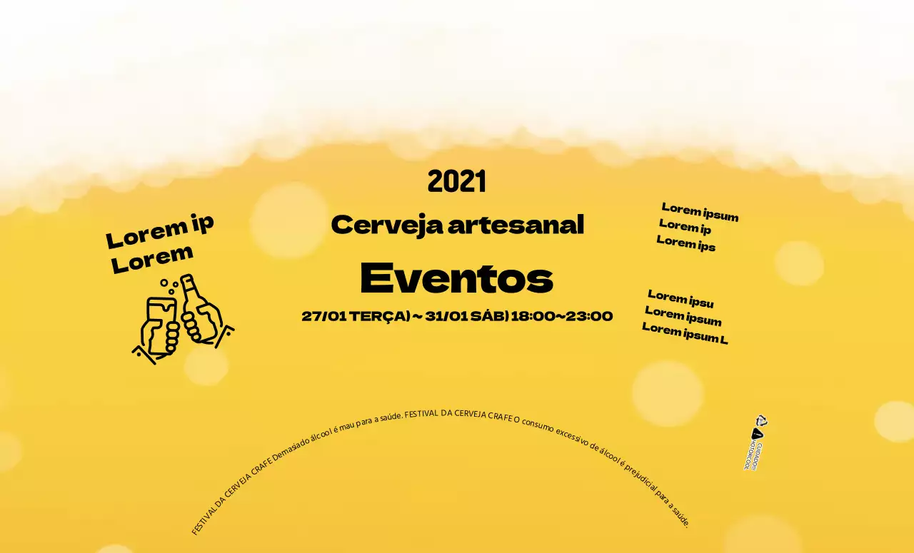 Ilustração de espuma amarela de um festival de cerveja artesanal
