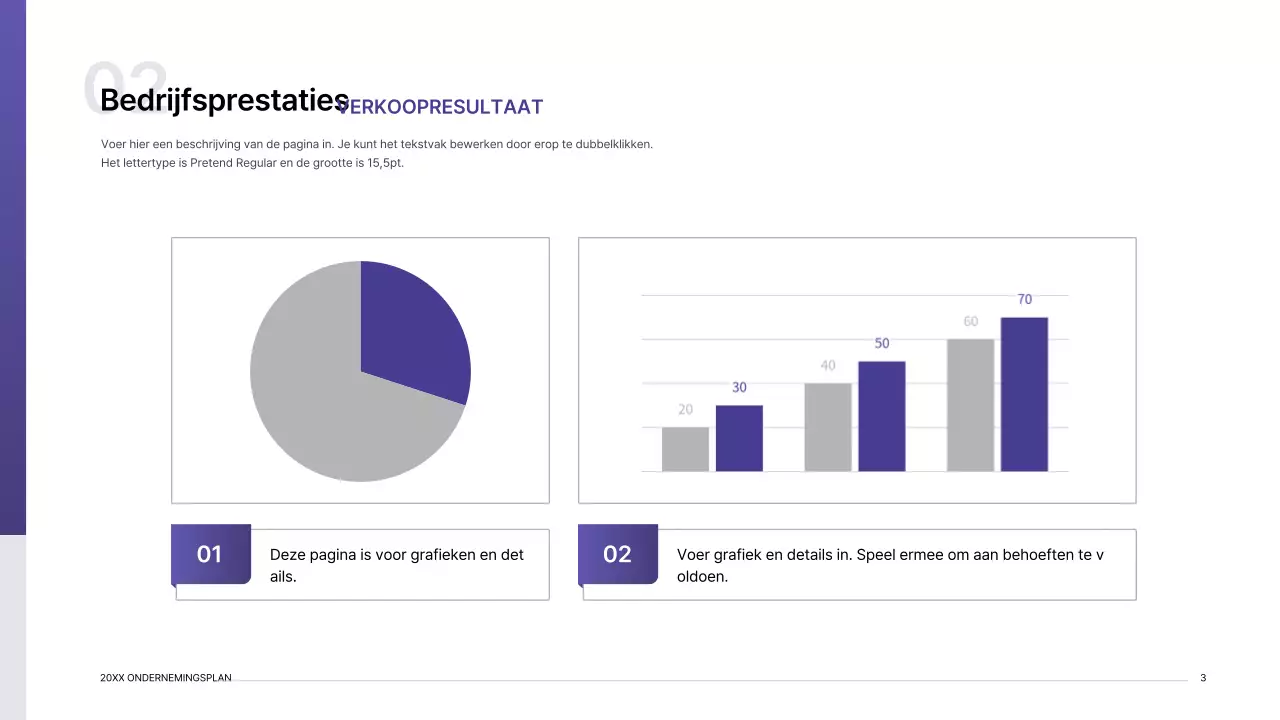 Presentatiepakket ondernemingsplan met paars verloop indexconcept