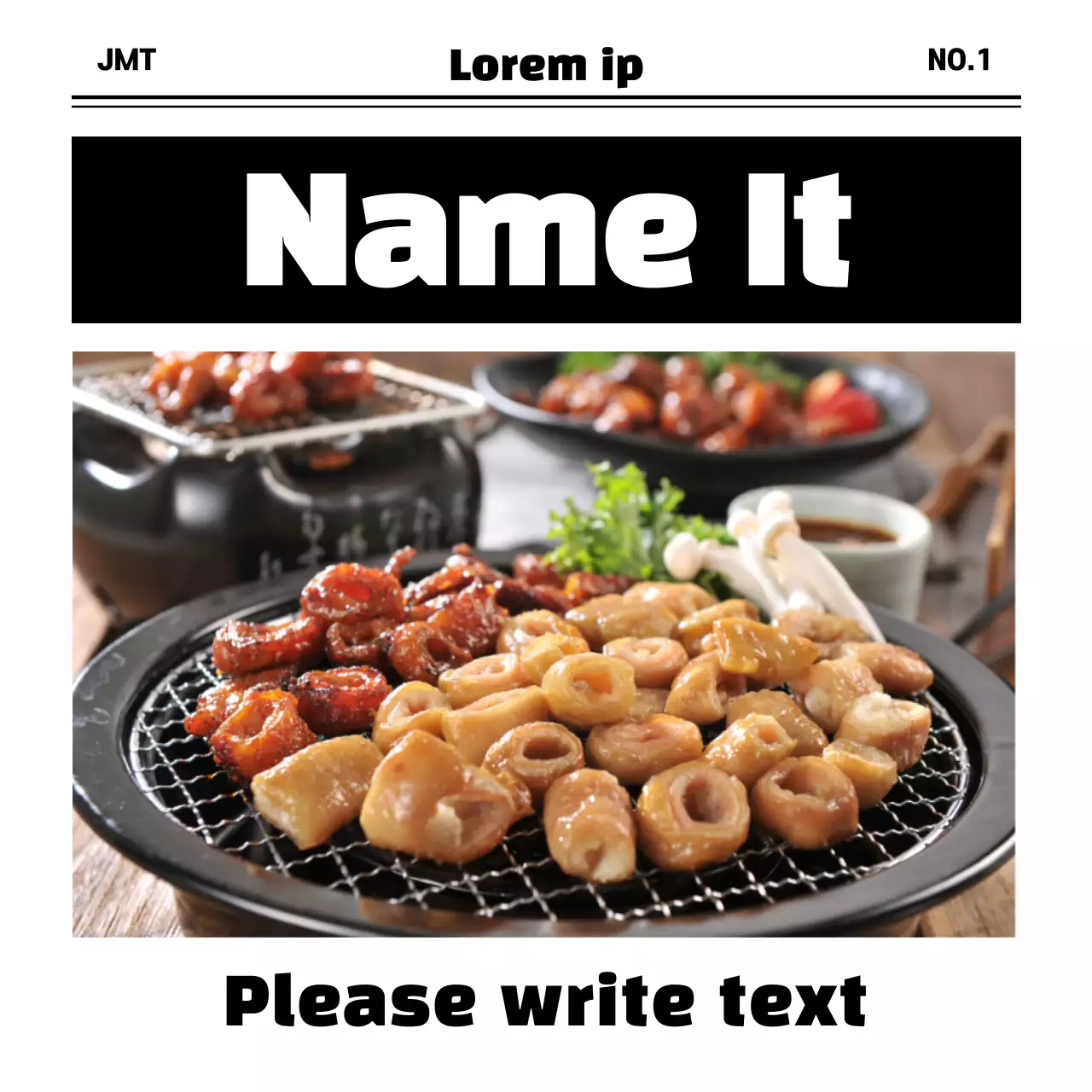 Biểu ngữ thực đơn BBQ đơn giản màu đen