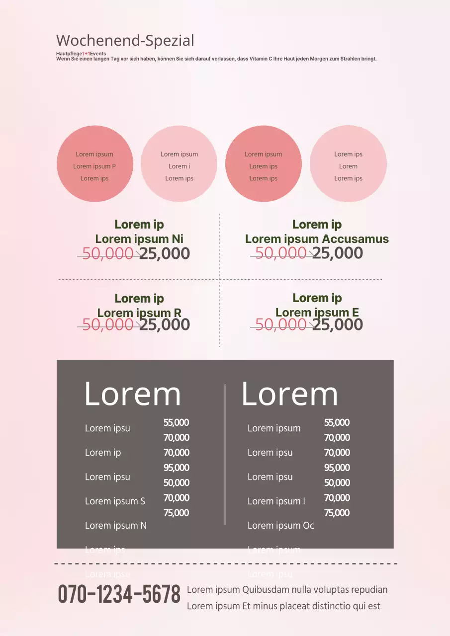 Ein schicker, rosafarbener Flyer für eine Veranstaltung in einem Schönheitssalon