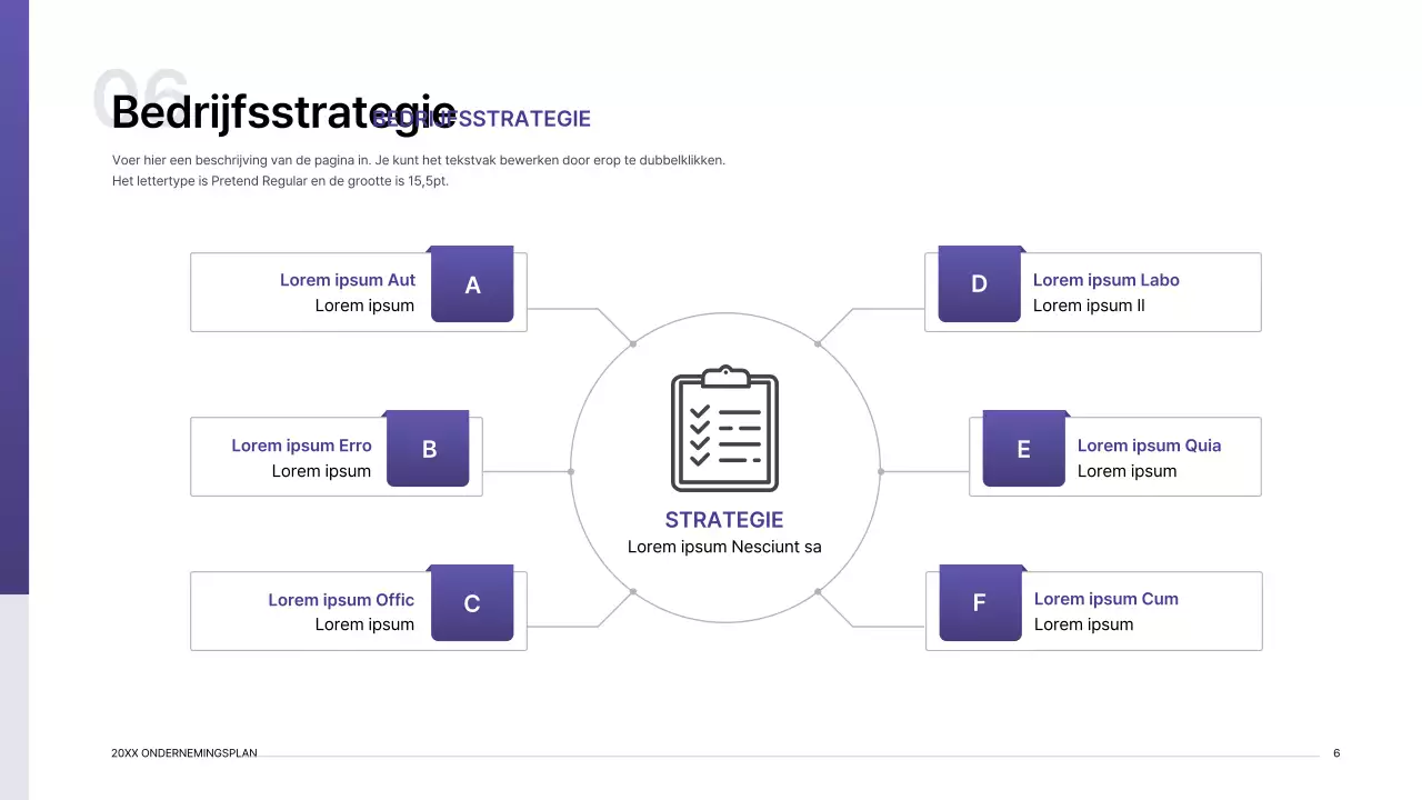 Presentatiepakket ondernemingsplan met paars verloop indexconcept
