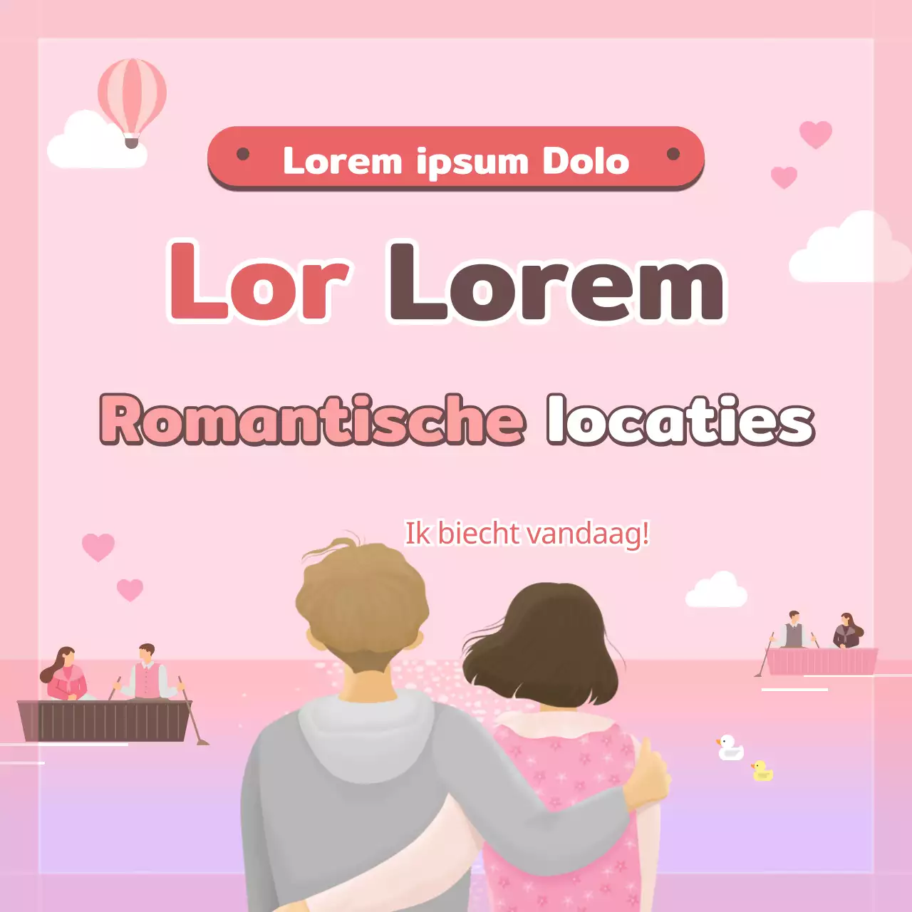 Romantische plaatskaartjes voor bekentenissenNieuwsontwerp