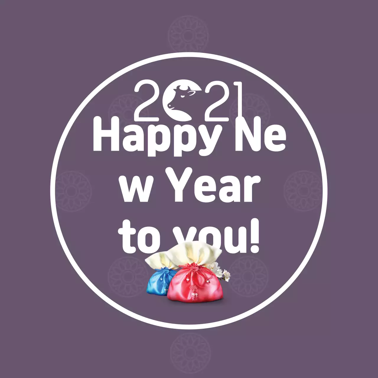 Purple photo letteringHighlighted New Year's greeting label