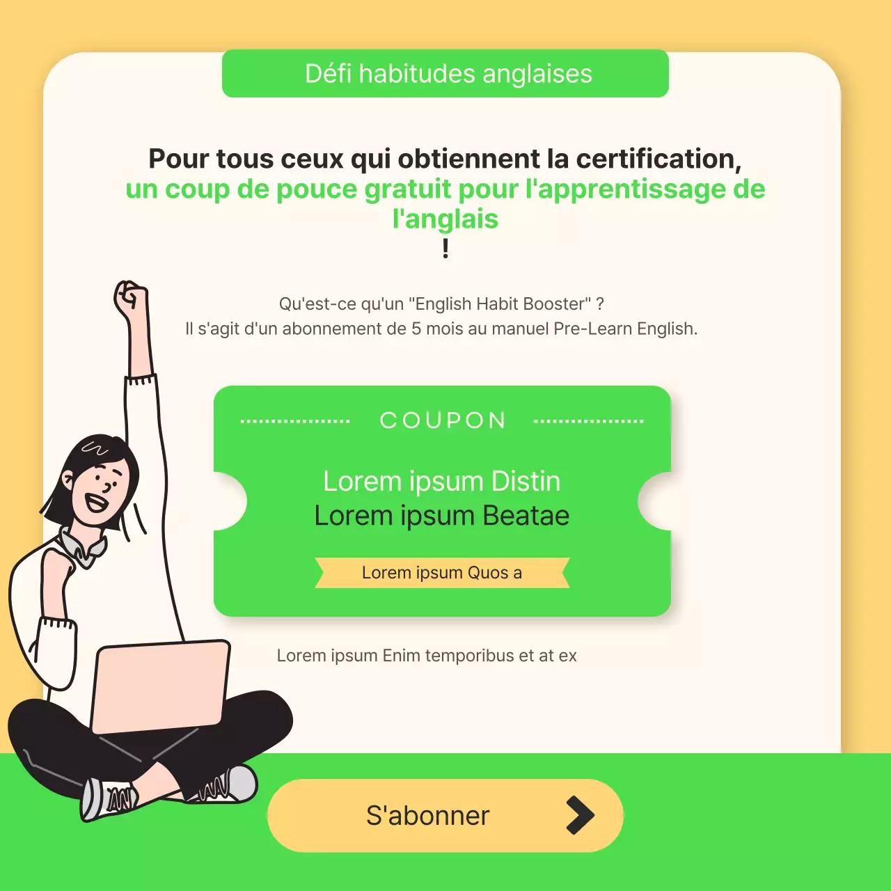 New Year's English Habits Challenge en chartreuse et jaune