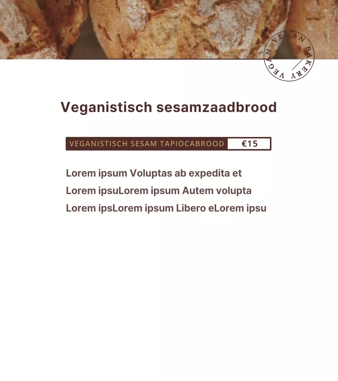 Bruin, eenvoudige tekst lay-outstijl Brood Informatie