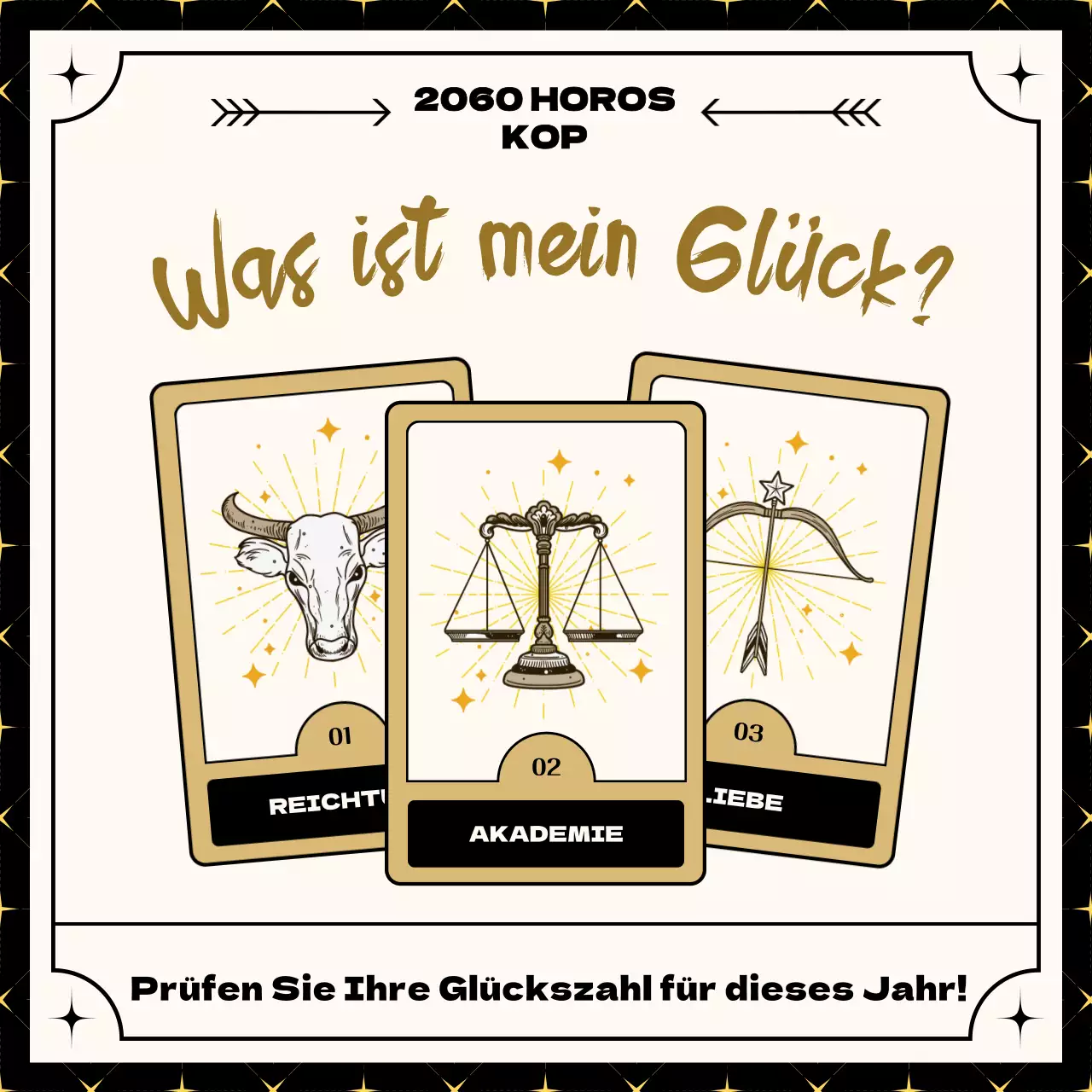 New Year Horoskop Ansicht von Gold beige Tarotkarte Linie Illustration Konzept