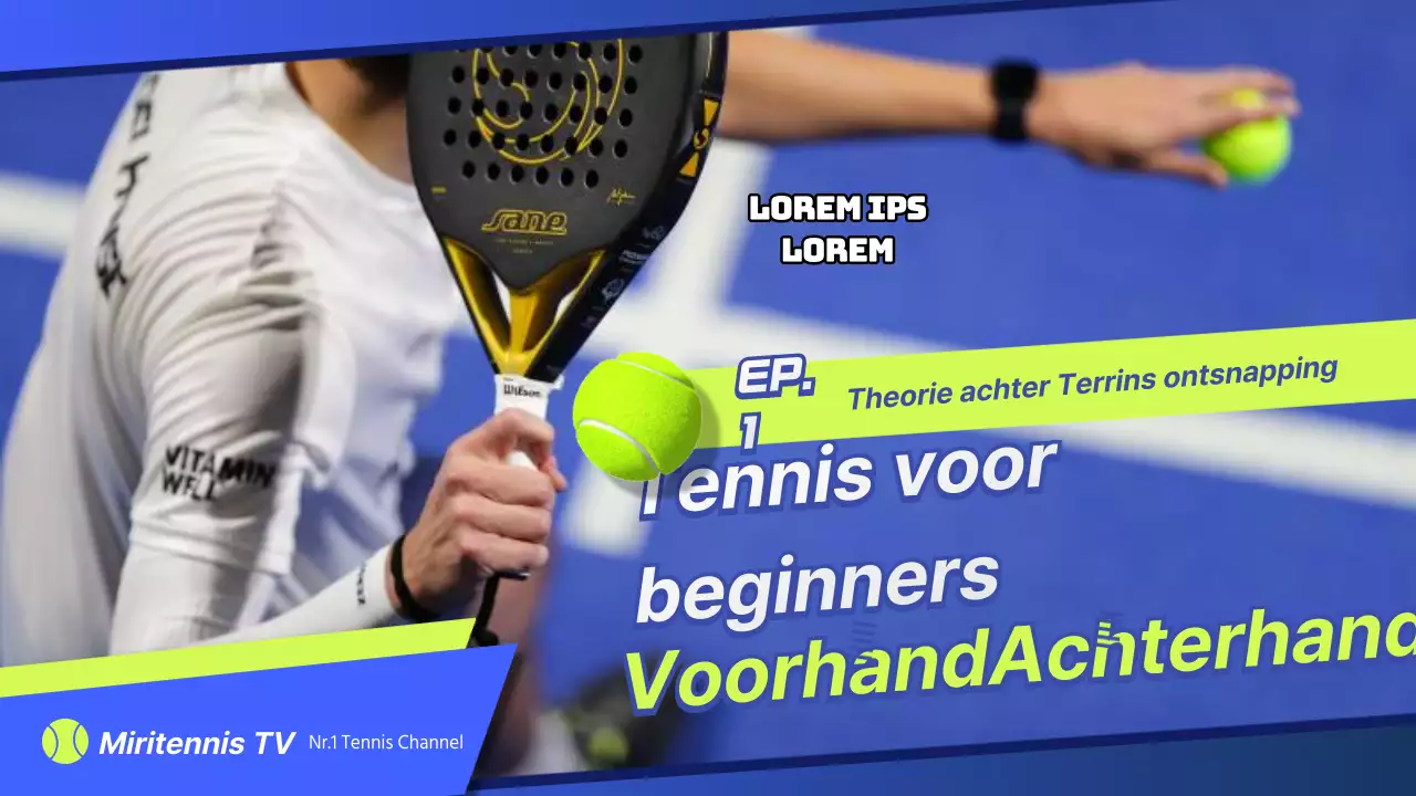 Beginnerslessen tennisvaardigheden in blauw en chartreuse